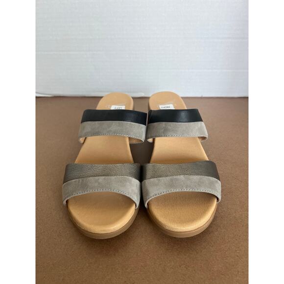 NWT Dansko Theresa Gray/Black Leather Multi-Strap Slip-On Block Heel Sandal 10.5 - Picture 3 of 11